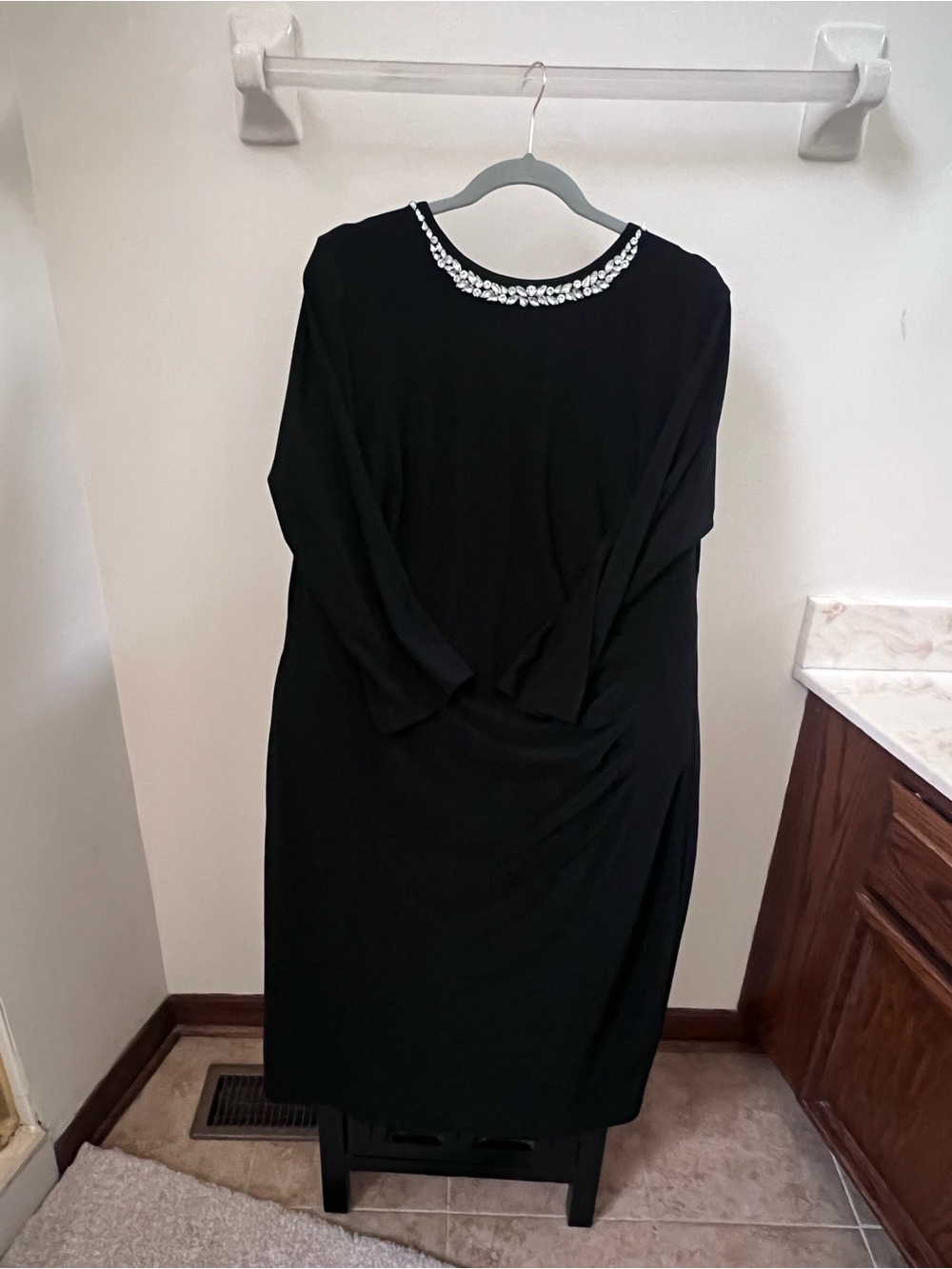 Ralph Lauren Elegant Black Dress with Embellished Neckline